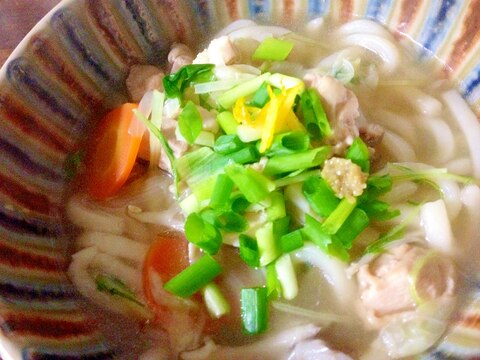 カルディレシピ☆「鶏柚子うどん」鶏だし鍋つゆ使用♪